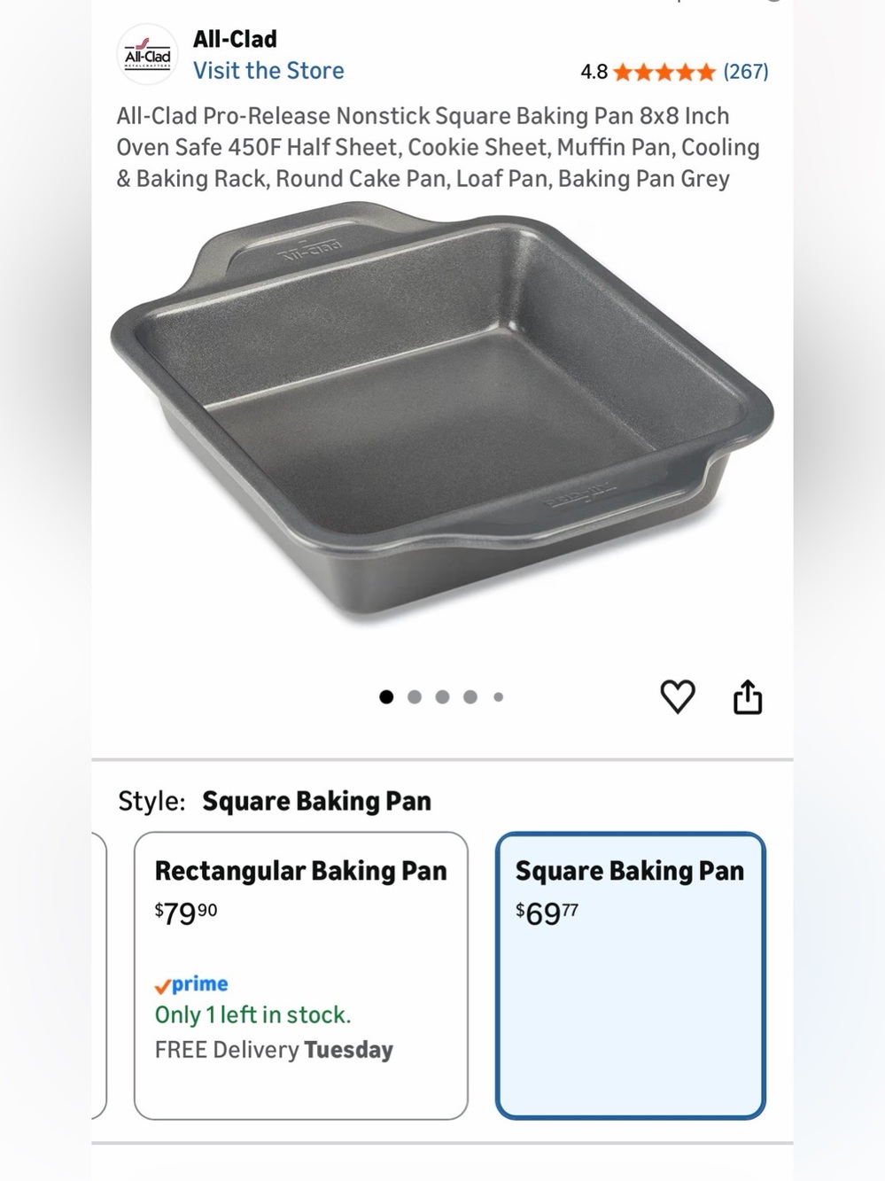 All-Clad Nonstick Square Baking Pan in Gray